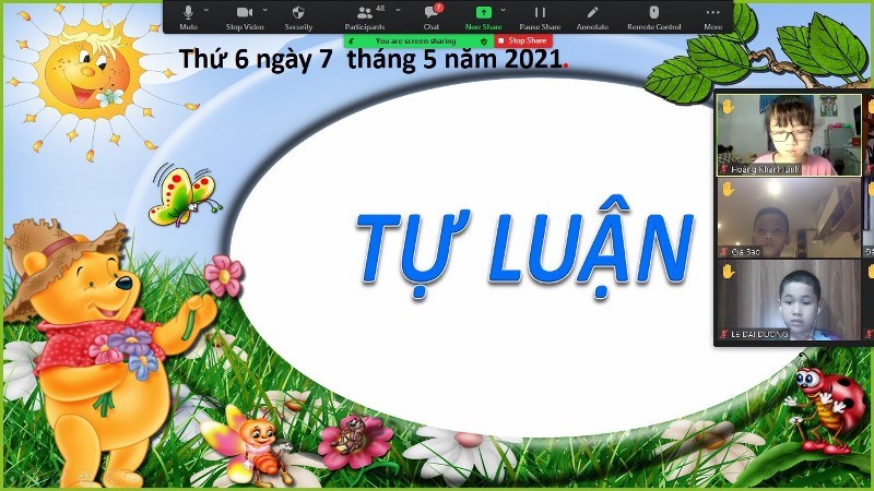 Giờ học trực tuyến của học sinh lớp 4A